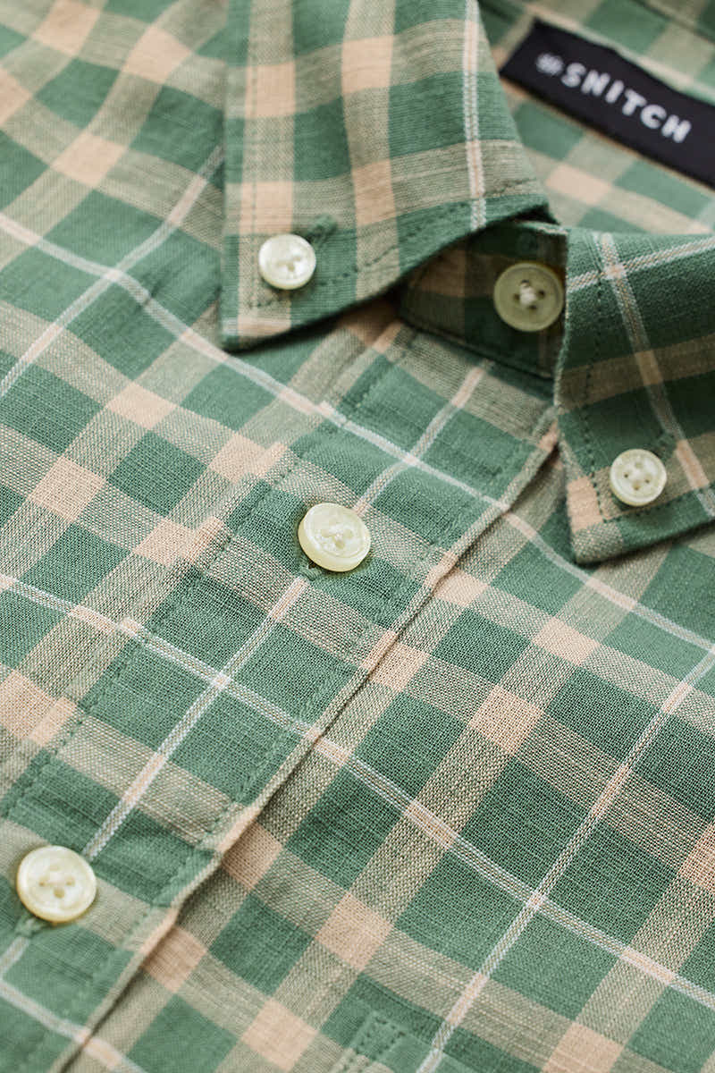 Green Checks Regular Fit Shirt