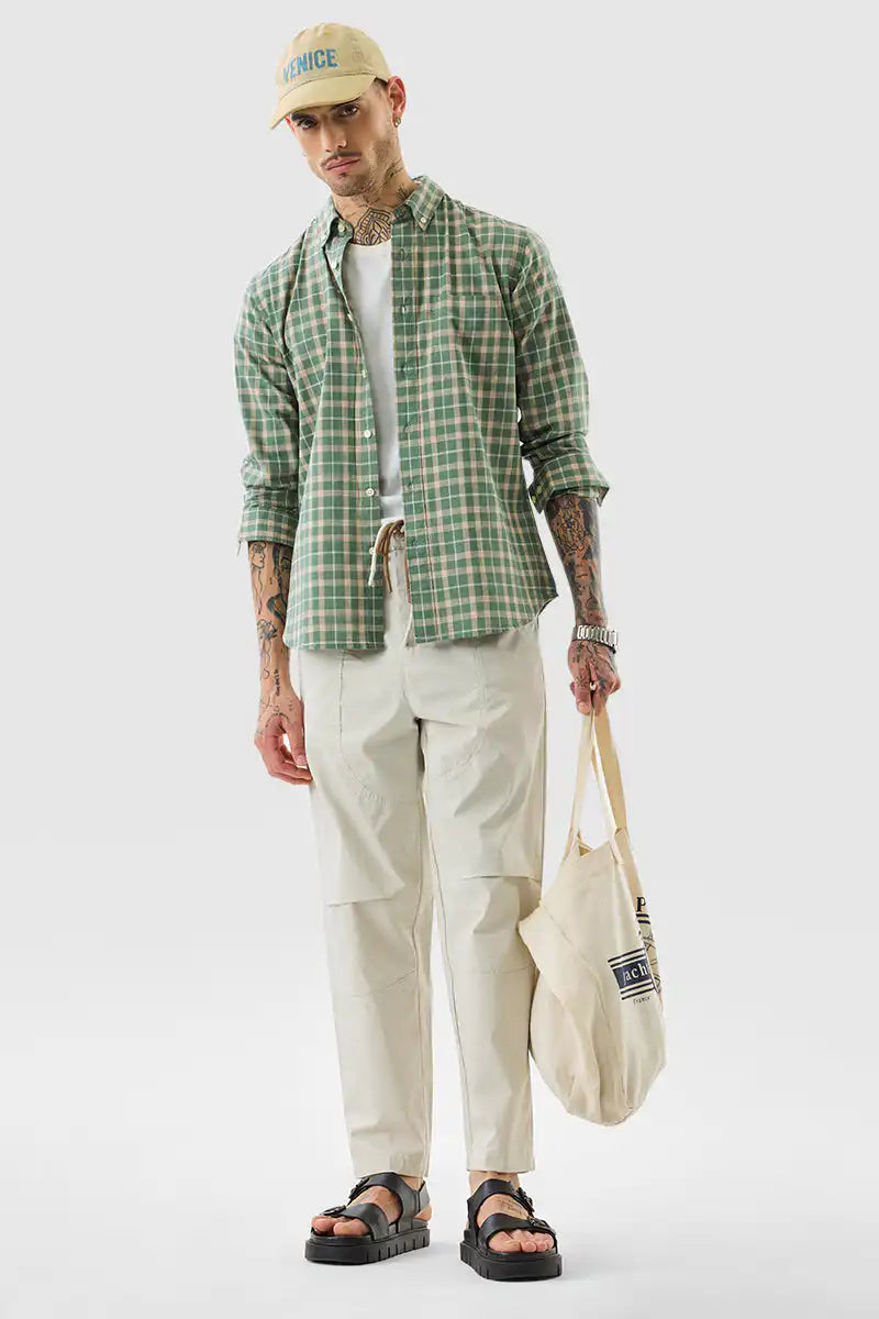 Green Checks Regular Fit Shirt