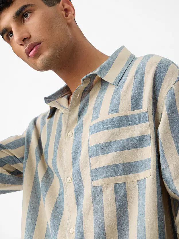 Cotton Linen Stripes: Coastal Shirt