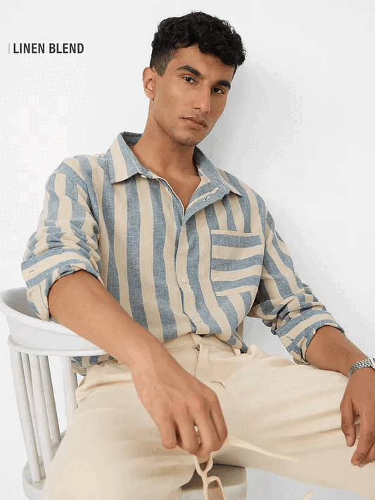 Cotton Linen Stripes: Coastal Shirt