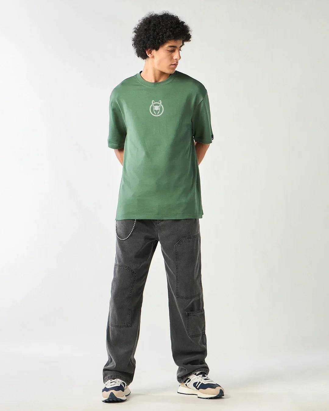 Men's Green Loki Graphic Printed Oversized T-shirt